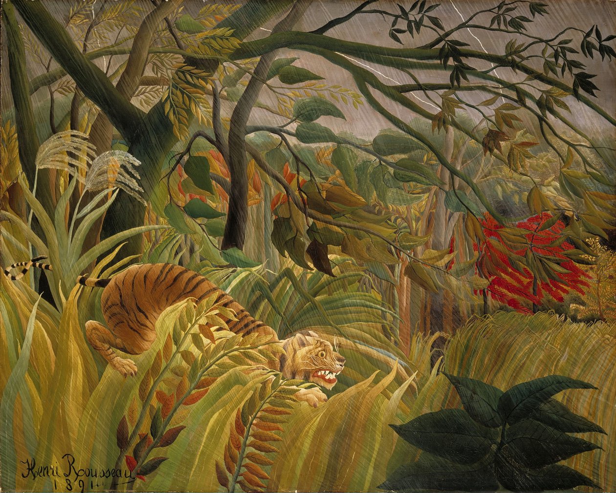 Tropikal Fırtınada Kaplan by Henri Rousseau
