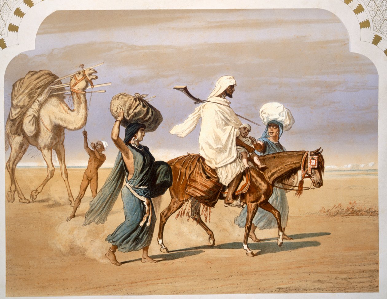 Bedevi ailesi çölde seyahat ediyor, 1860 by Henri de Montaut