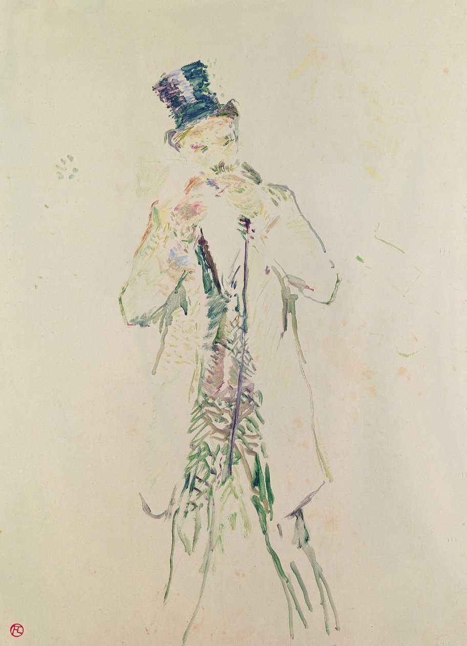 Ayakta Duran Bir Bey Purosunu Yakıyor, 1885 (tahta üzerine yağlı boya) by Henri de Toulouse Lautrec