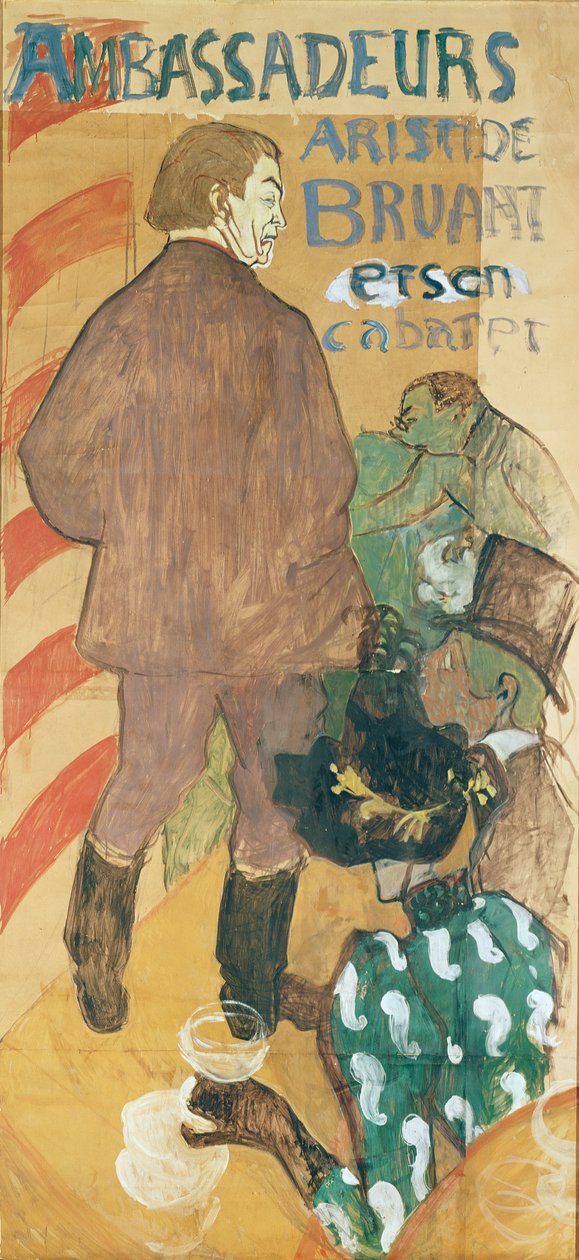 Büyükelçiler, Aristide Bruant ve Kabaresi, 1892 (kart üzerinde yağlı boya) by Henri de Toulouse Lautrec