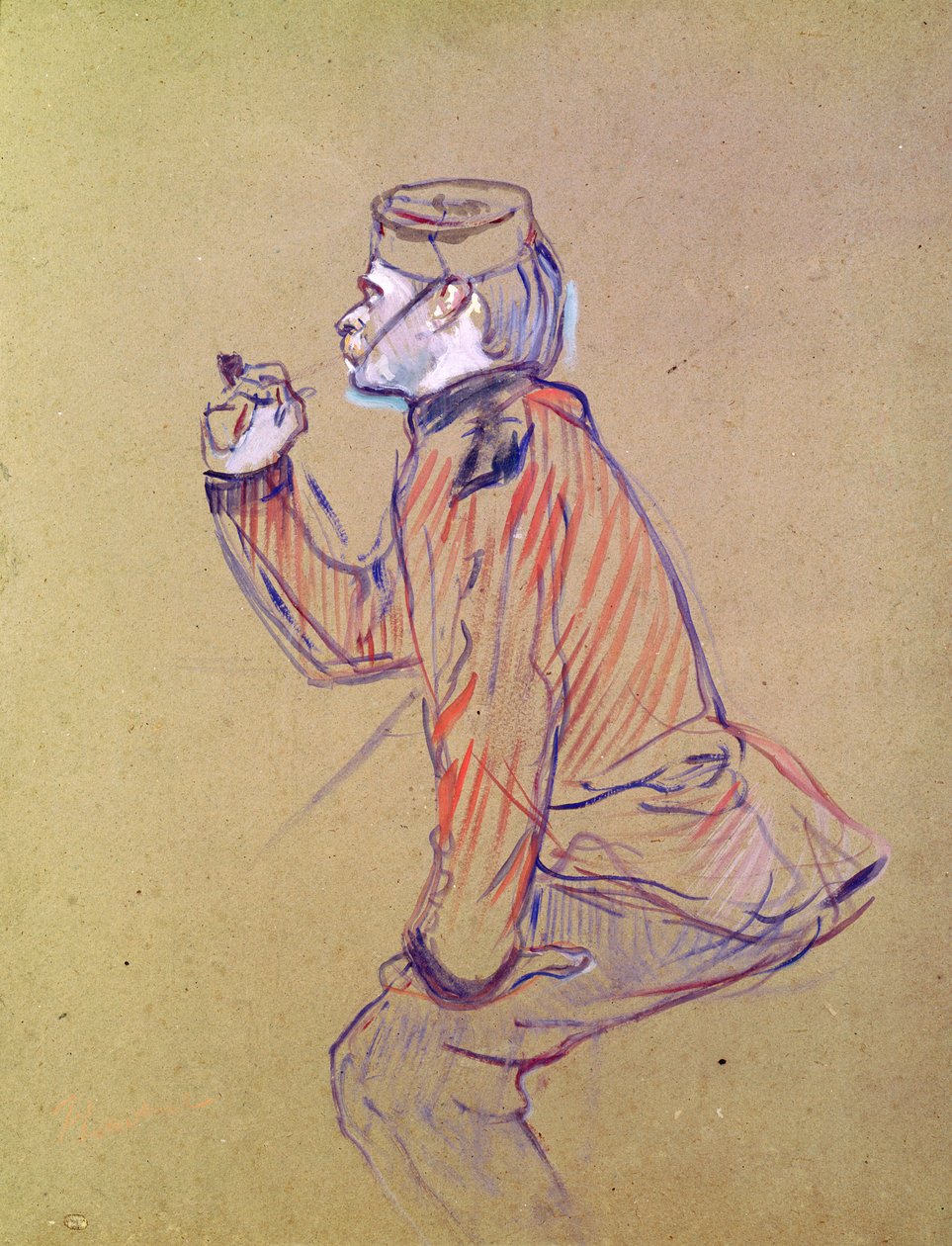 Pipo İçen İngiliz Askeri, 1898 (petrol kartı) by Henri de Toulouse Lautrec