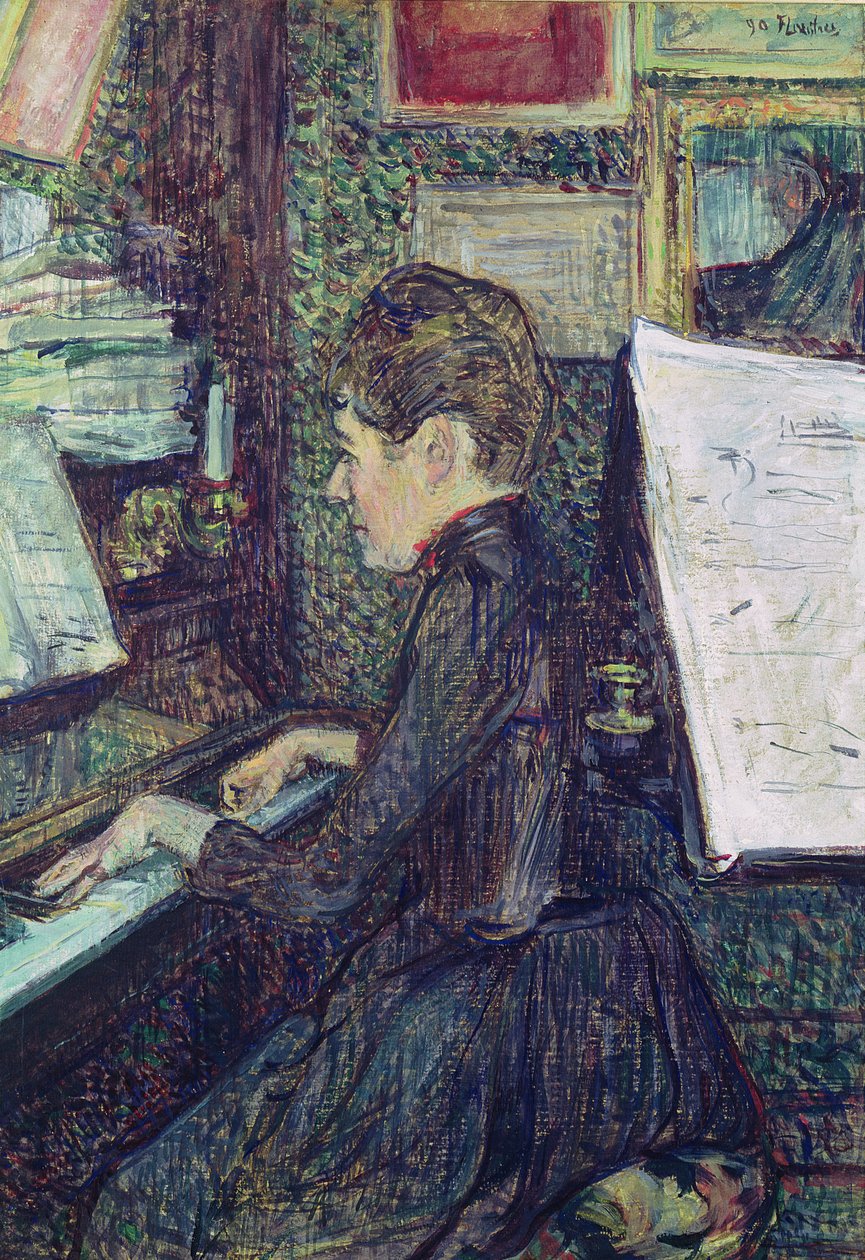 Matmazel Dihau (1843-1935) Piyanoda, 1890 by Henri de Toulouse Lautrec
