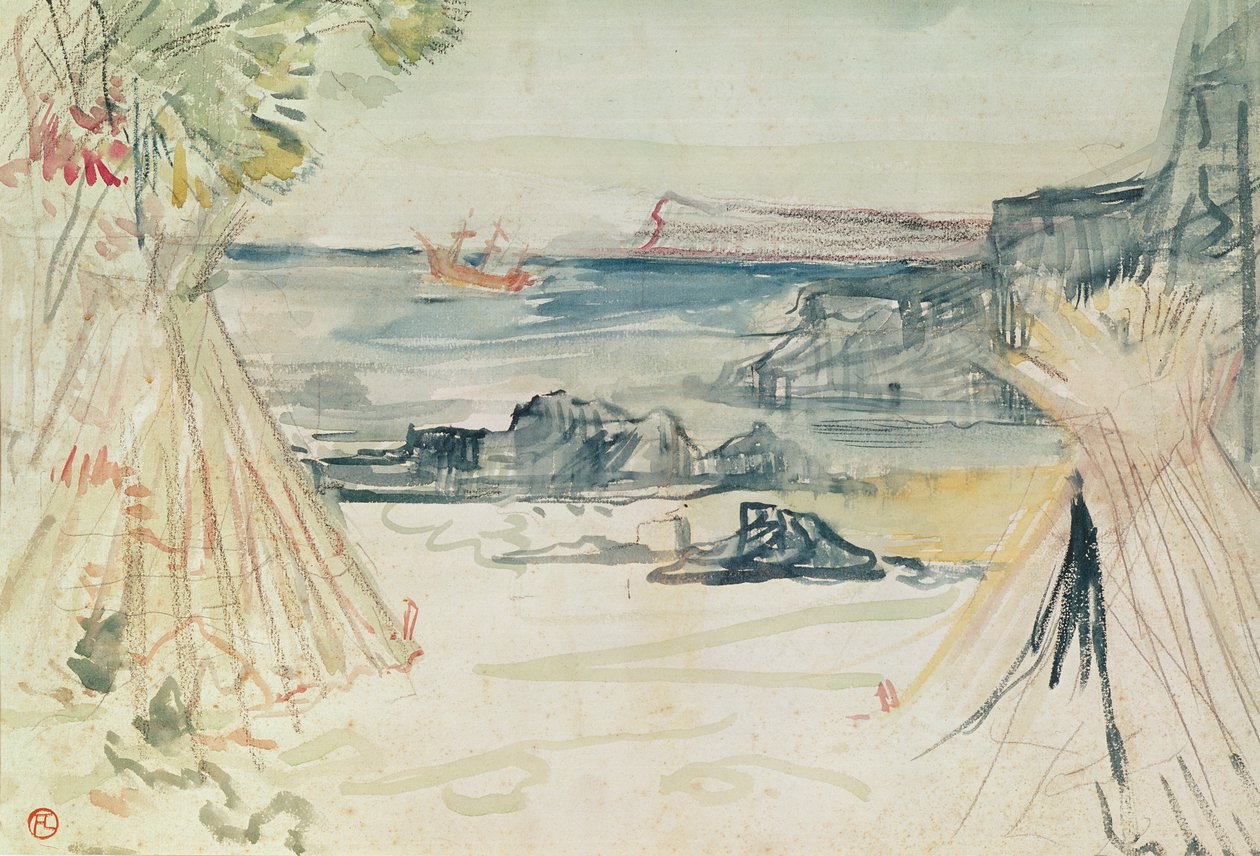 Paul ve Virginie, 1896 (kağıt üzerine suluboya ve kurşun kalem) by Henri de Toulouse Lautrec