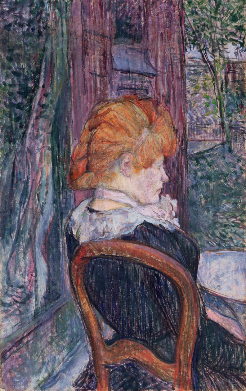 Bahçede Oturan Kadın, 1890 (karton üzerine yağlı boya) by Henri de Toulouse Lautrec