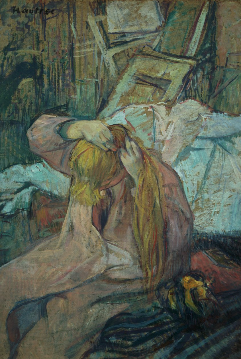Saçını yapan kadın, 1891 (karton üzerine yağlı boya) by Henri de Toulouse Lautrec