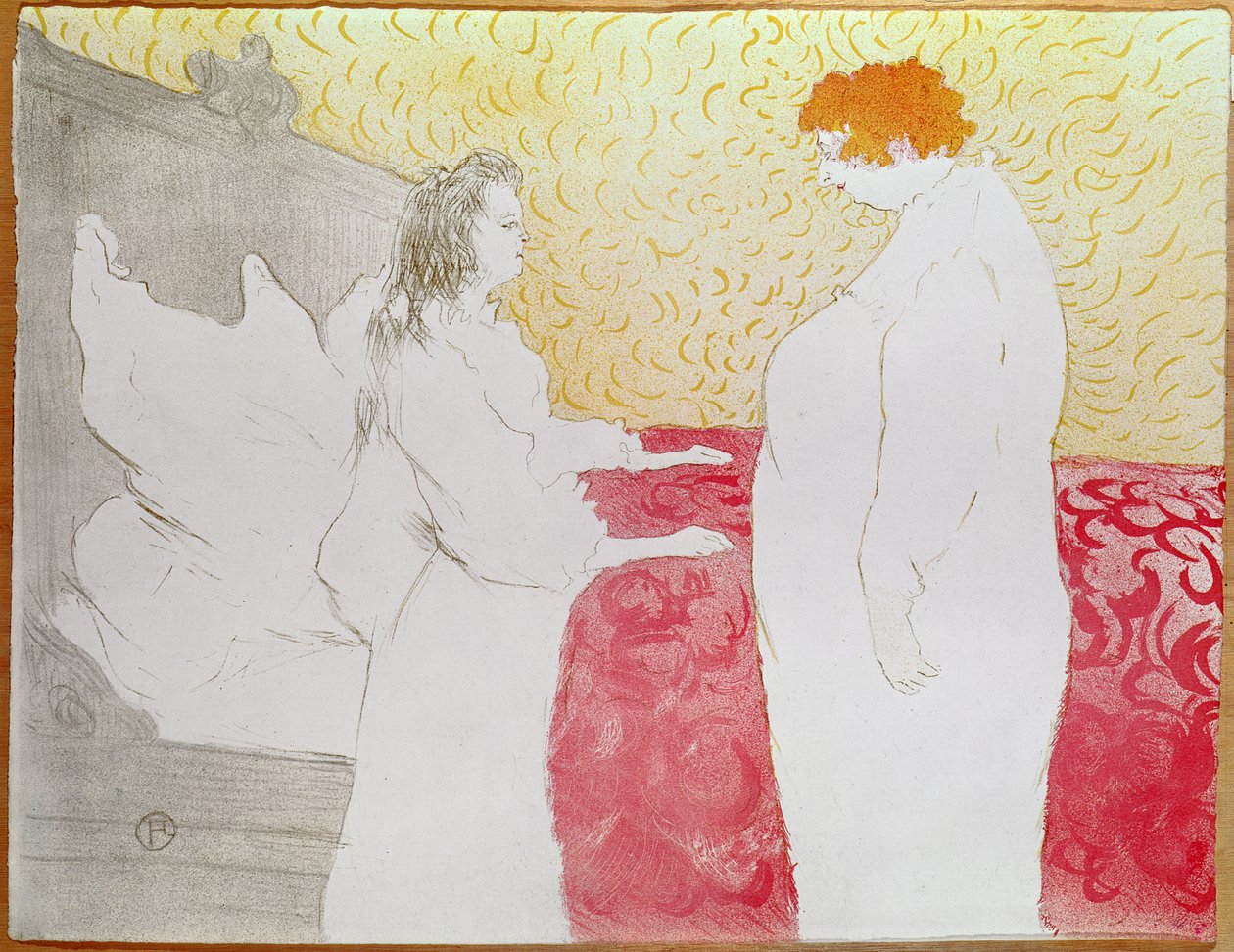 Yataktaki Kadın, Profil - Uyanıyor, 1896 (dört renkte basılmış pastel boya, fırça ve sıçramalı litografi) (ayrıca bkz. 162032) by Henri de Toulouse Lautrec