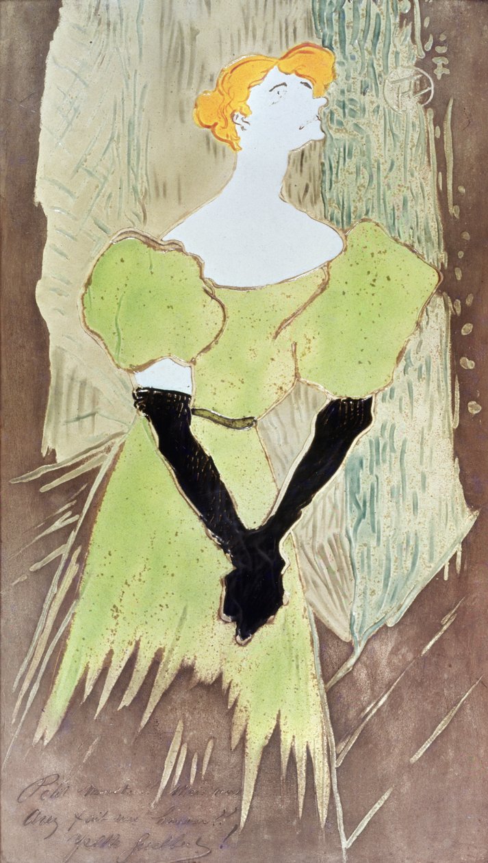 Yvette Guilbert, Müzik Salonu Şarkıcısı, 1895 (emaye üzerine yağlı boya) by Henri de Toulouse Lautrec