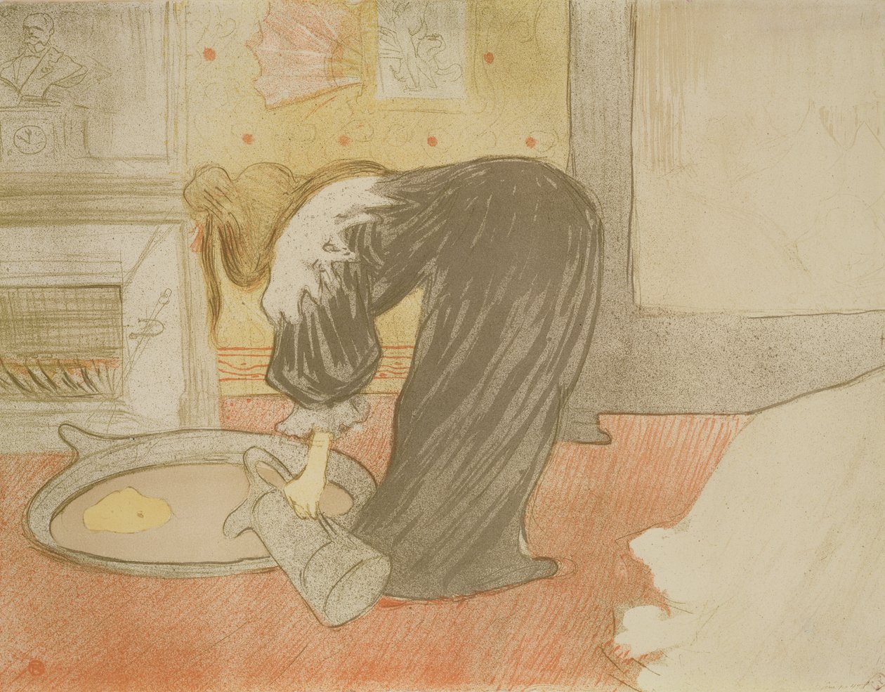 Elles: Küvetteki Kadın, 1896 (tema kalem, fırça ve sıçrayan taş) by Henri de Toulouse Lautrec