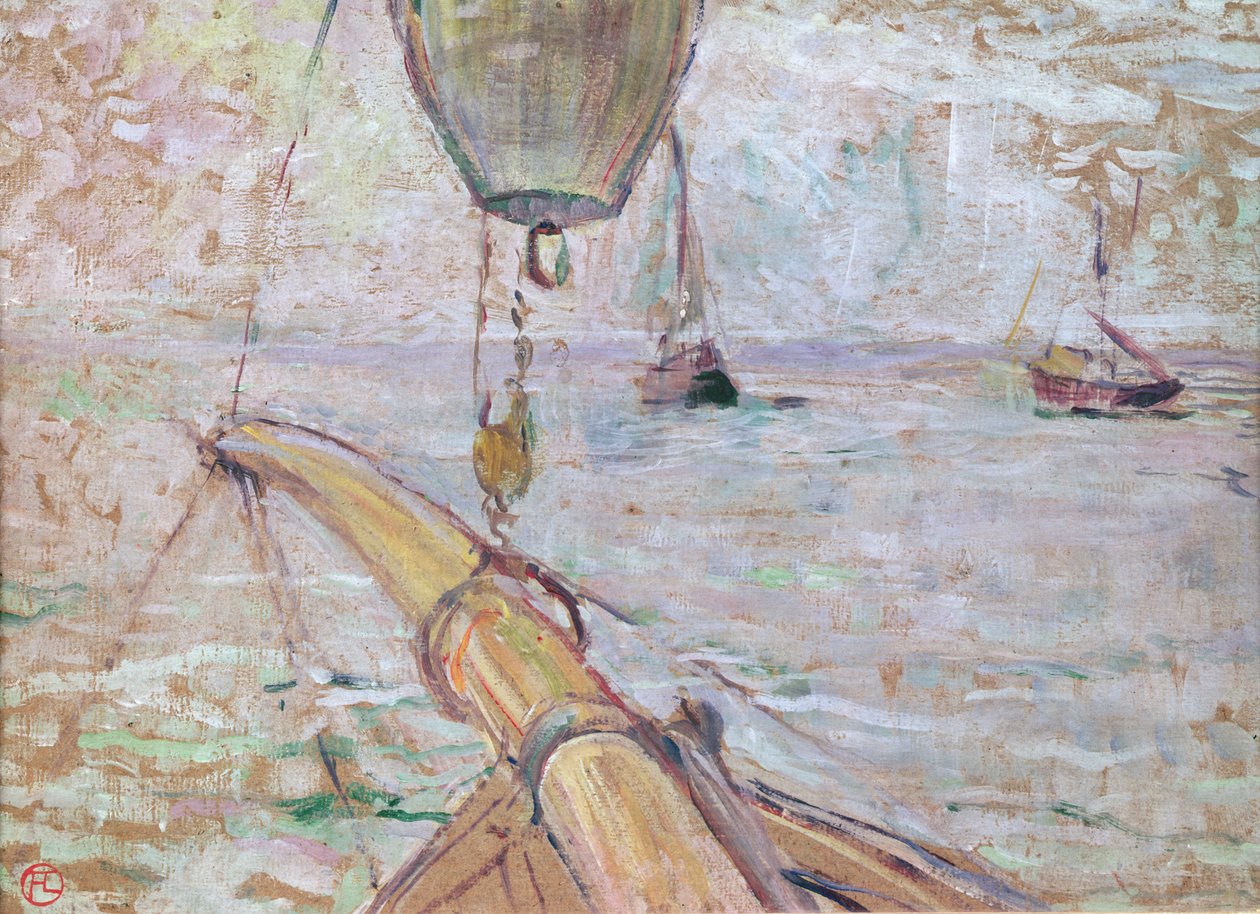 View of Arcachon from the Front of the Yacht Cocorico, 1889 (oil on wood) by Henri de Toulouse Lautrec