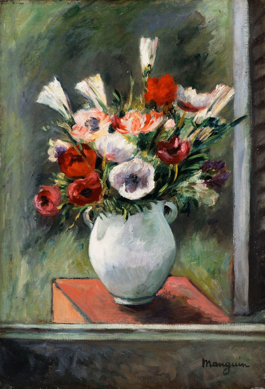 Beyaz Vazoda Anemonlar by Henri Charles Manguin
