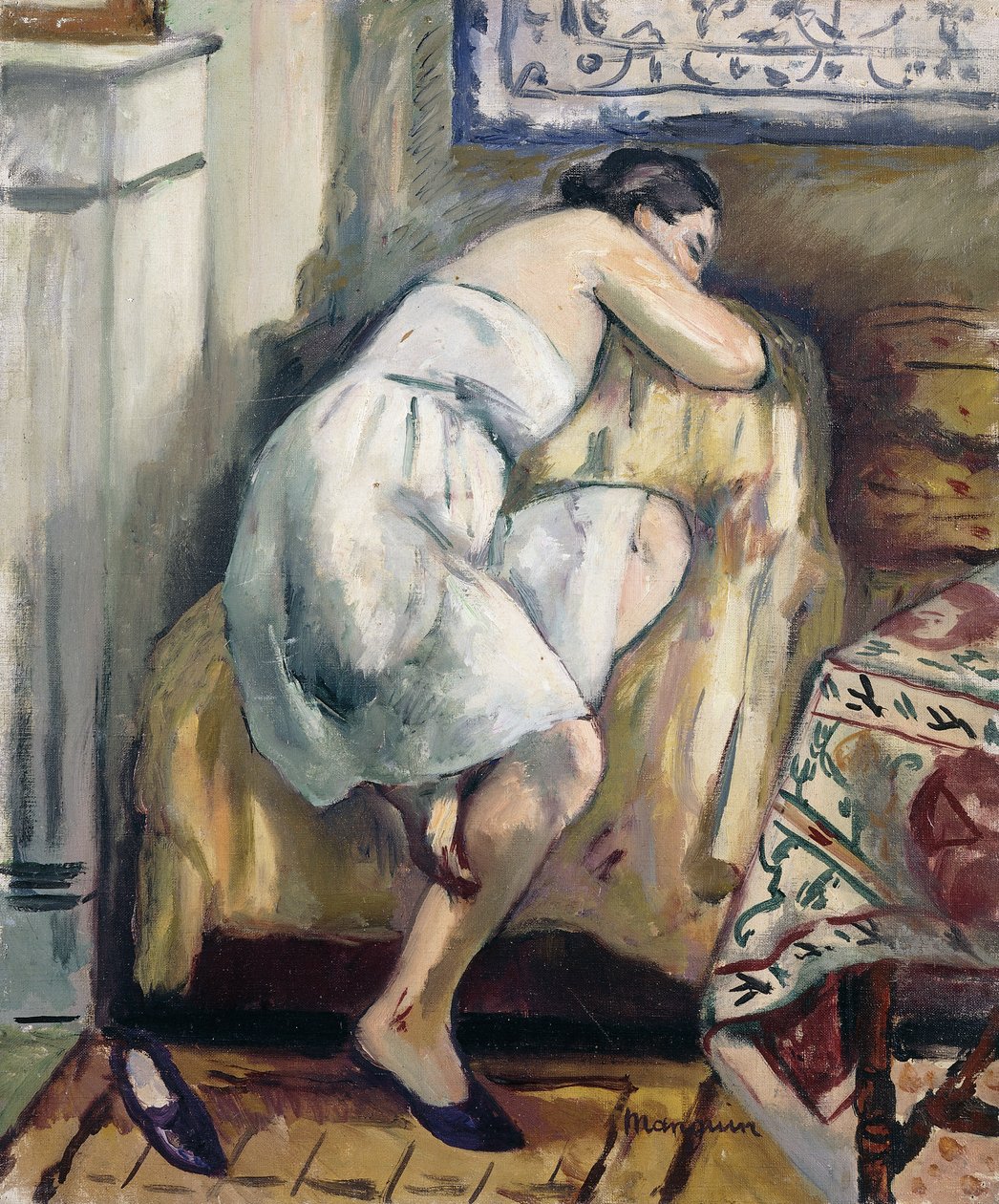Sandalyede Uyuyan Jeanne; Bir Koltukta Uyuyan Jeanne by Henri Charles Manguin