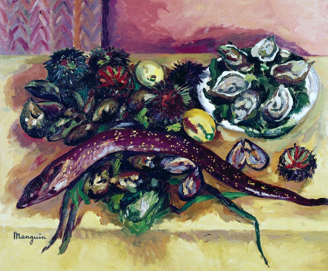 Yılan Balığı ile Natürmort, Henri Charles Manguin'in (1874-1949) tablosu. Fransa, 20. yüzyıl. by Henri Charles Manguin