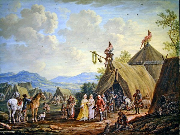 Askeri Kampı Ziyareti (kağıt üzerinde guaj) by Henri Desire van Blarenberghe
