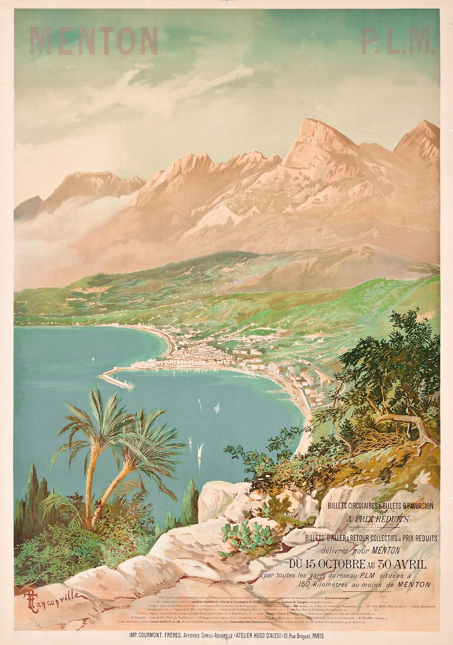 Afiş reklamı Menton, Fransa (renkli taş) by Henri Garnier Tanconville