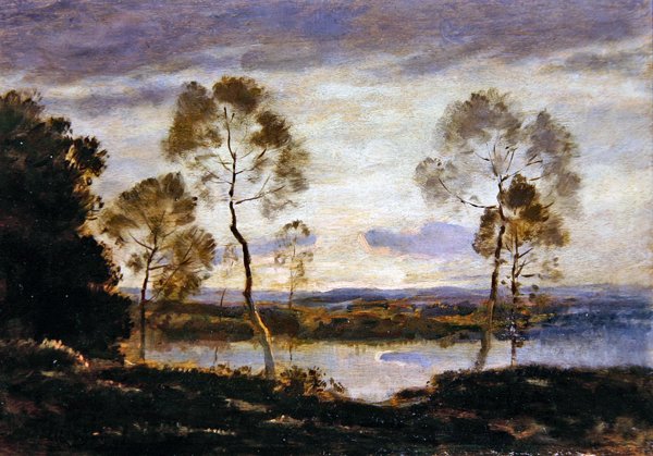 Nehir kenarında akşam by Henri Joseph Harpignies
