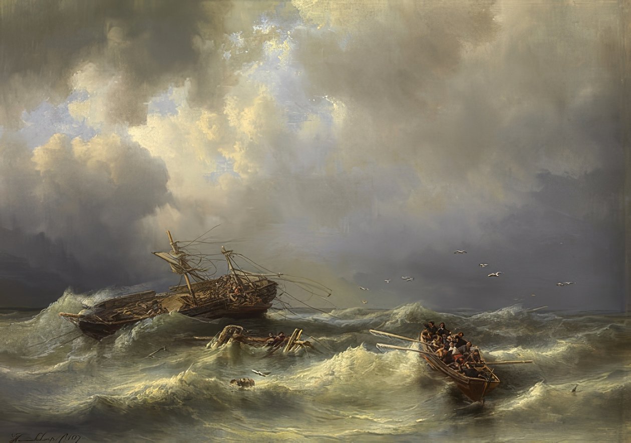 Gemi enkazı. 1857 by Henri Adolphe Schaep