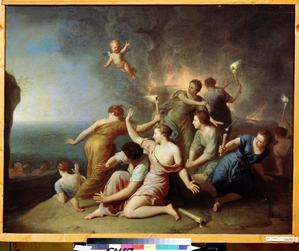Homeros'un Odyssey'i: ""Telemachus'un gemisini yakan periler" (Telemachus'un gemisini yakan periler) Tablosu Henri Antoine de Favannes (1668-1752) 1746 Puşkin Müzesi Moskova by Henri Antoine de Favannes