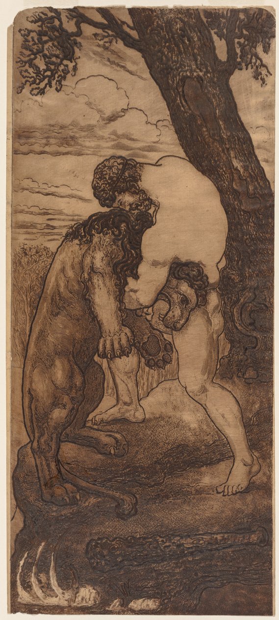 Herkül ve Nemea Aslanı by Henri Arthur Lefort des Ylouses
