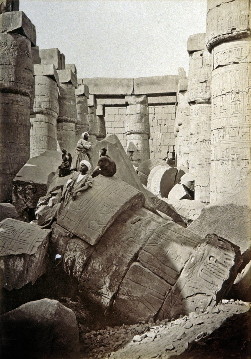 Karnak tapınağı, 1900 civarı (s/b fotoğraf) by Henri Béchard