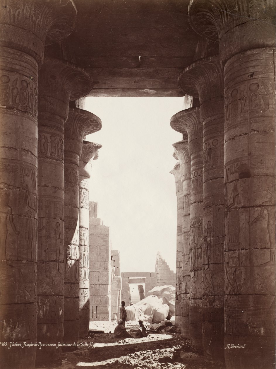 Thebes, Ramesseum Tapınağı, Hipostil Salonunun İçi by Henri Béchard