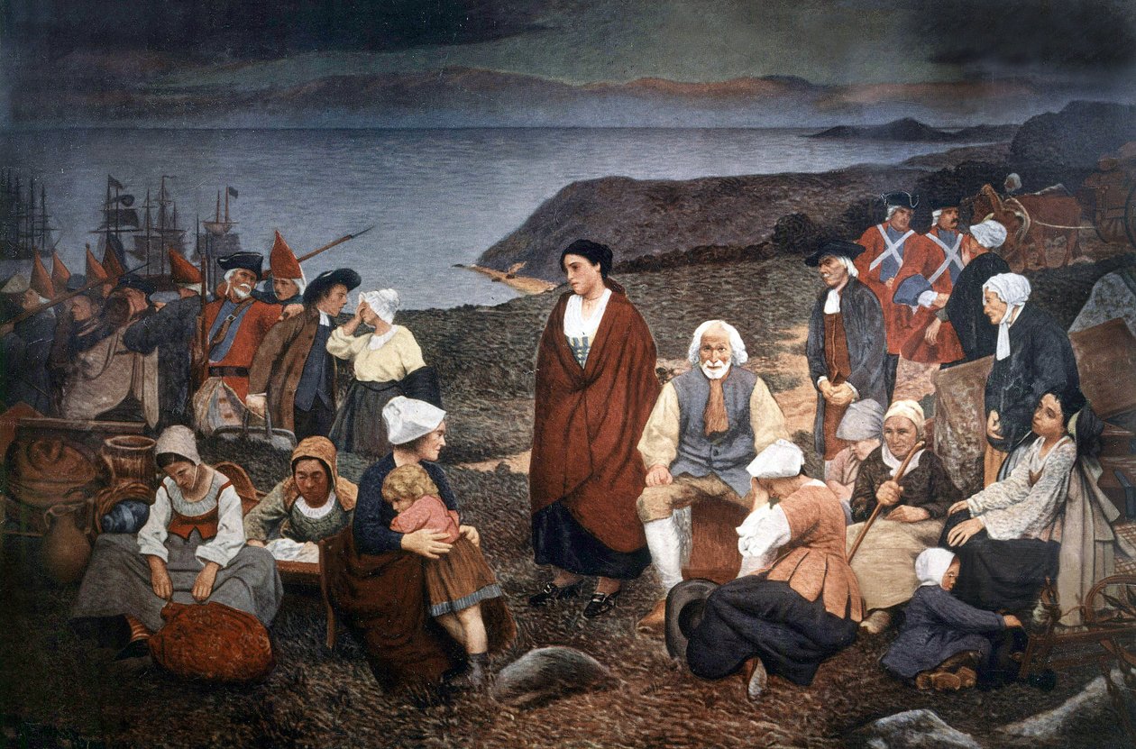 Acadians'ın 1755'te saçılması, c.1900 (resim) by Henri Beau