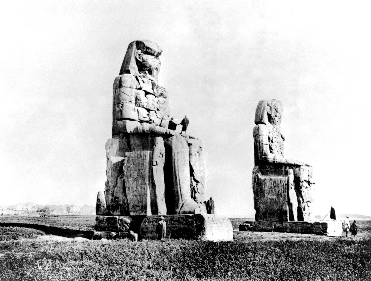Memnon Heykeli, Thebes, Nubia, Mısır, 1887 by Georges Henri Bechard