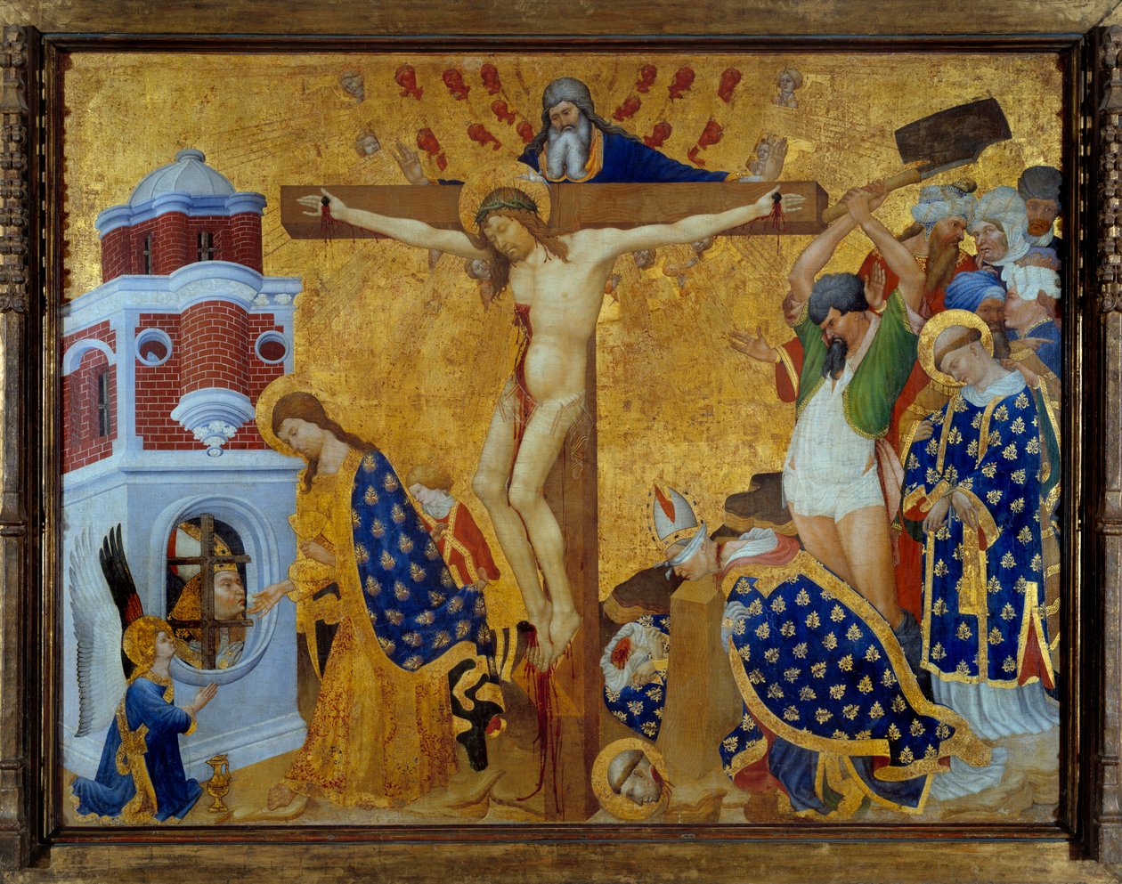 Champmol Chartreuse kilisesi için Saint Denis sunağı (1416'da bitiyor) Paris Saint Denis'in çarmıha gerilmesi ve dekolte sahnesi - Henri Bellechose tarafından tuval üzerine aktarılmış ahşap boyama (1380-1440) 1416 Güneş 1,32x2,11 m by Henri Bellechose