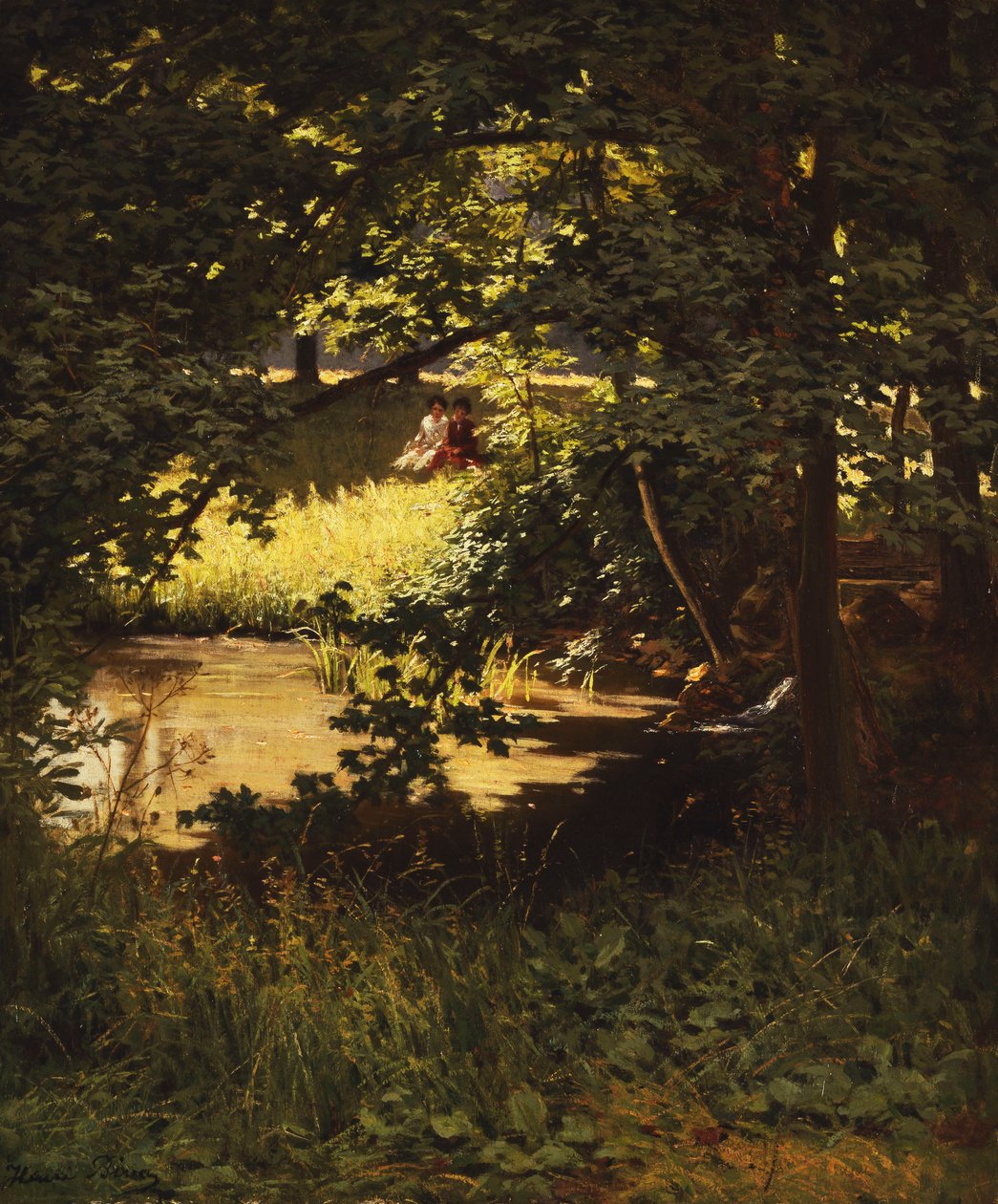 Nehir Kenarında Bir Yaz Günü (tuval üzerine yağlı boya) by Henri Biva