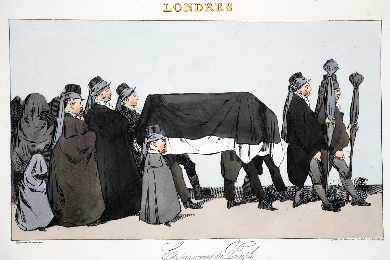 People's Internment, Henri Monnier tarafından 'Londres'ten bir çizim, pub. Paris, c.1828 (el boyaması taş) by Henri Bonaventure Monnier