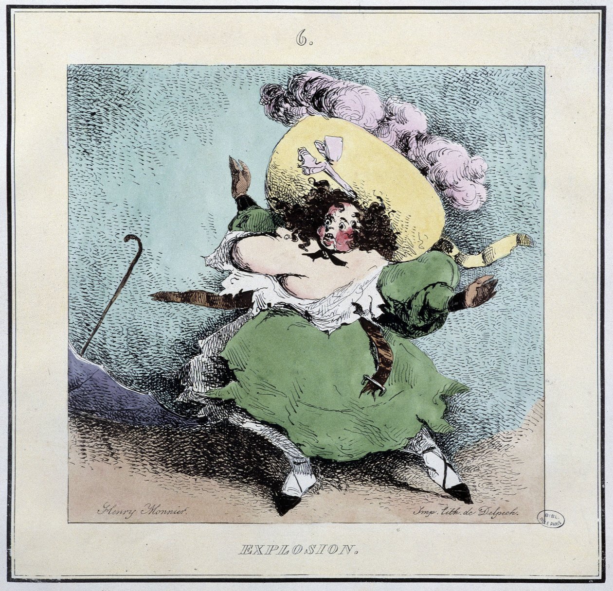 Patlama de korse - Henri Monnier tarafından “” Parisiennes ”de, ed. Delpech, Paris by Henri Bonaventure Monnier