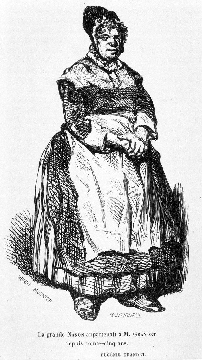 Büyük Nanon - “”Eugénie Grandet”te, hasta. Henri Monnier, orijinal baskı. 1843 by Henri Bonaventure Monnier