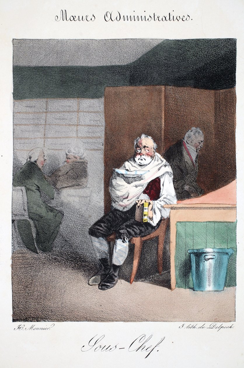 Sous-chef, Henri Monnier'in 'Moeurs Administrations, Dessinées Göre Doğa'dan illüstrasyon, Delpech tarafından taş baskılı, pub. Paris, c.1828 (el boyaması taş) by Henri Bonaventure Monnier