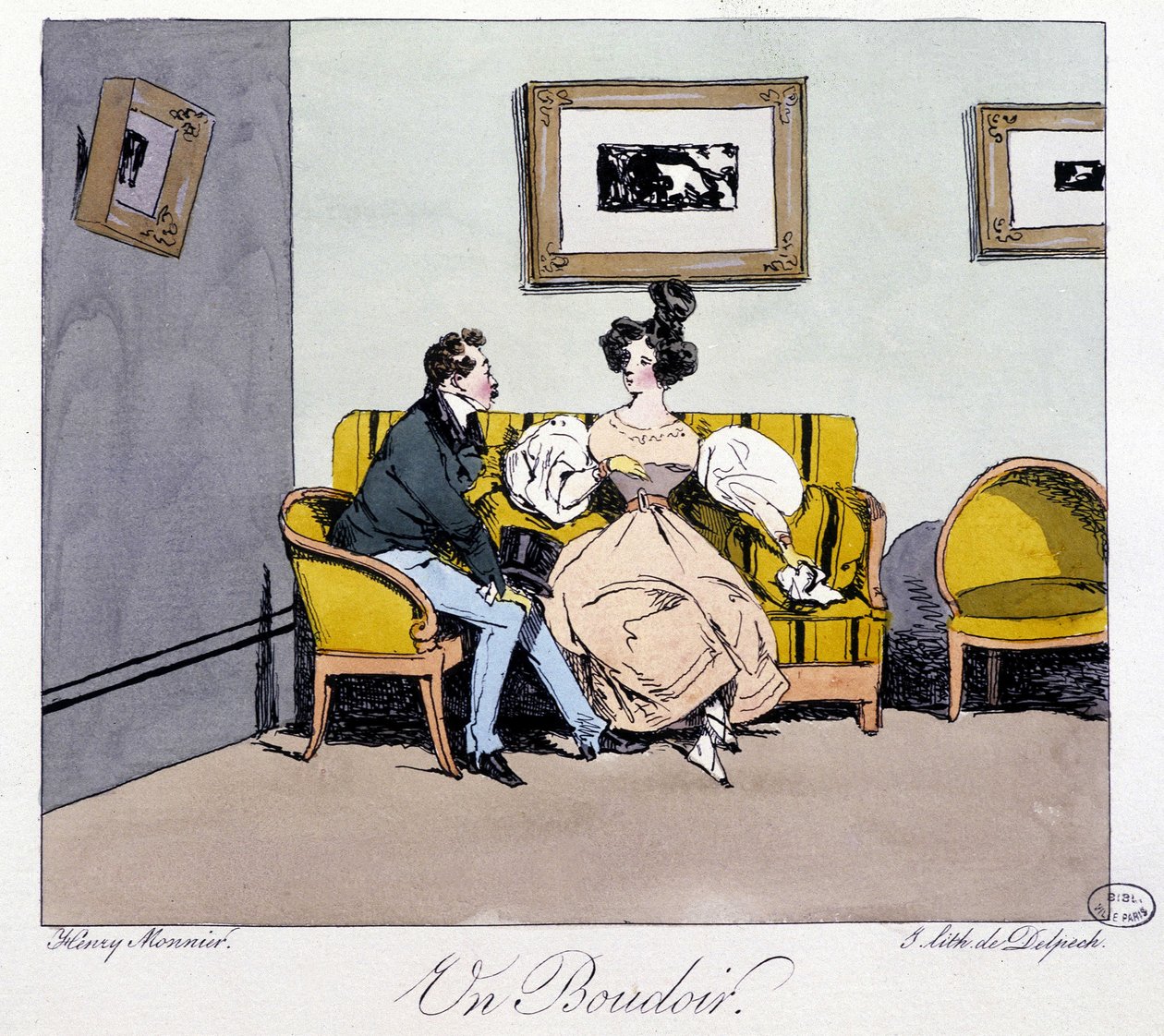 Bir boudoir - Henri Monnier tarafından “” Eskiden ve bugün” içinde, ed. Delpech, Paris by Henri Bonaventure Monnier