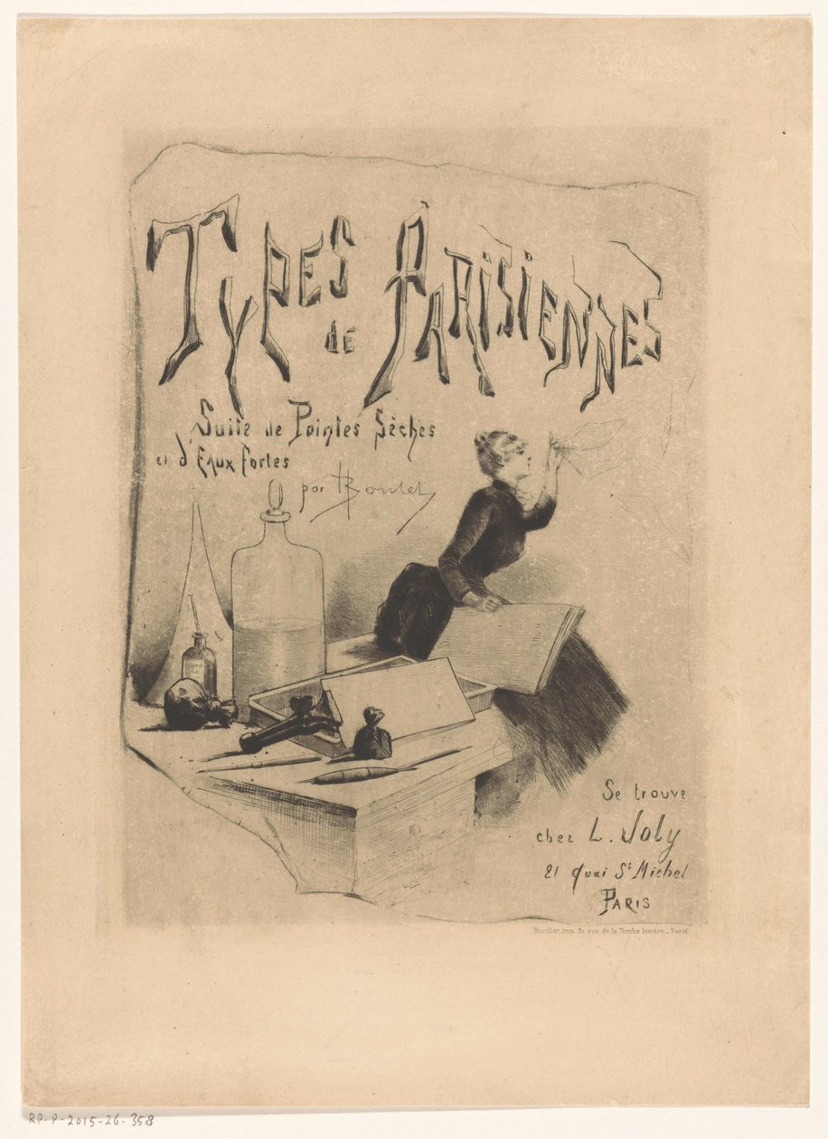 Bir matbaacının malzemeleri ve aletleri Types de Parisiennes (nesne üzerinde seri başlığı) by Henri Boutet