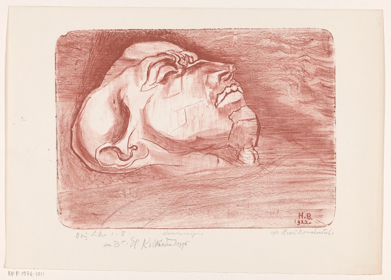 Kapalı gözleri ile yatan figür Madmen (nesne üzerinde orijinal seri başlığı) by Henri Braakensiek (signed by artist)