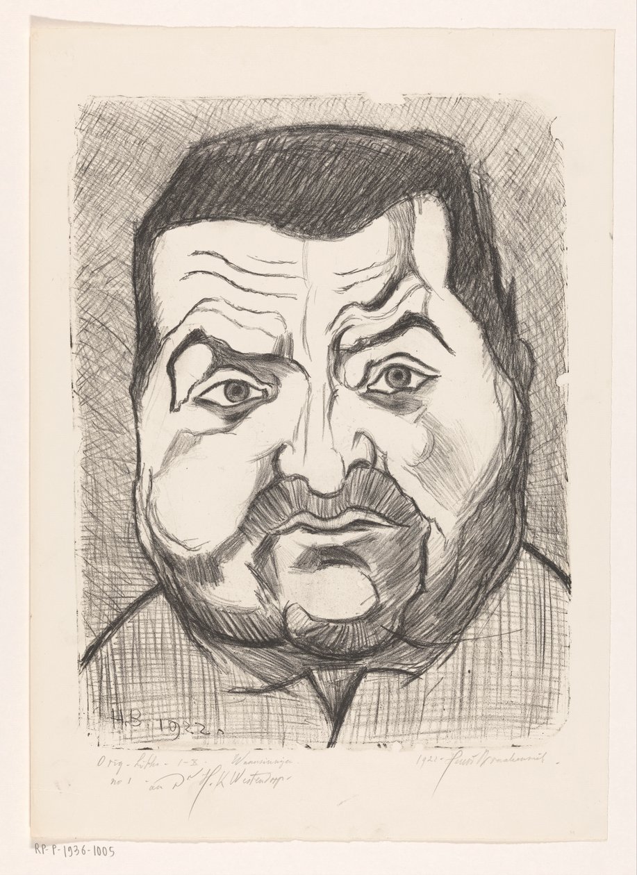 Bilinmeyen bir adamın portresi Madmen (nesne üzerinde orijinal seri başlığı) by Henri Braakensiek (signed by artist)