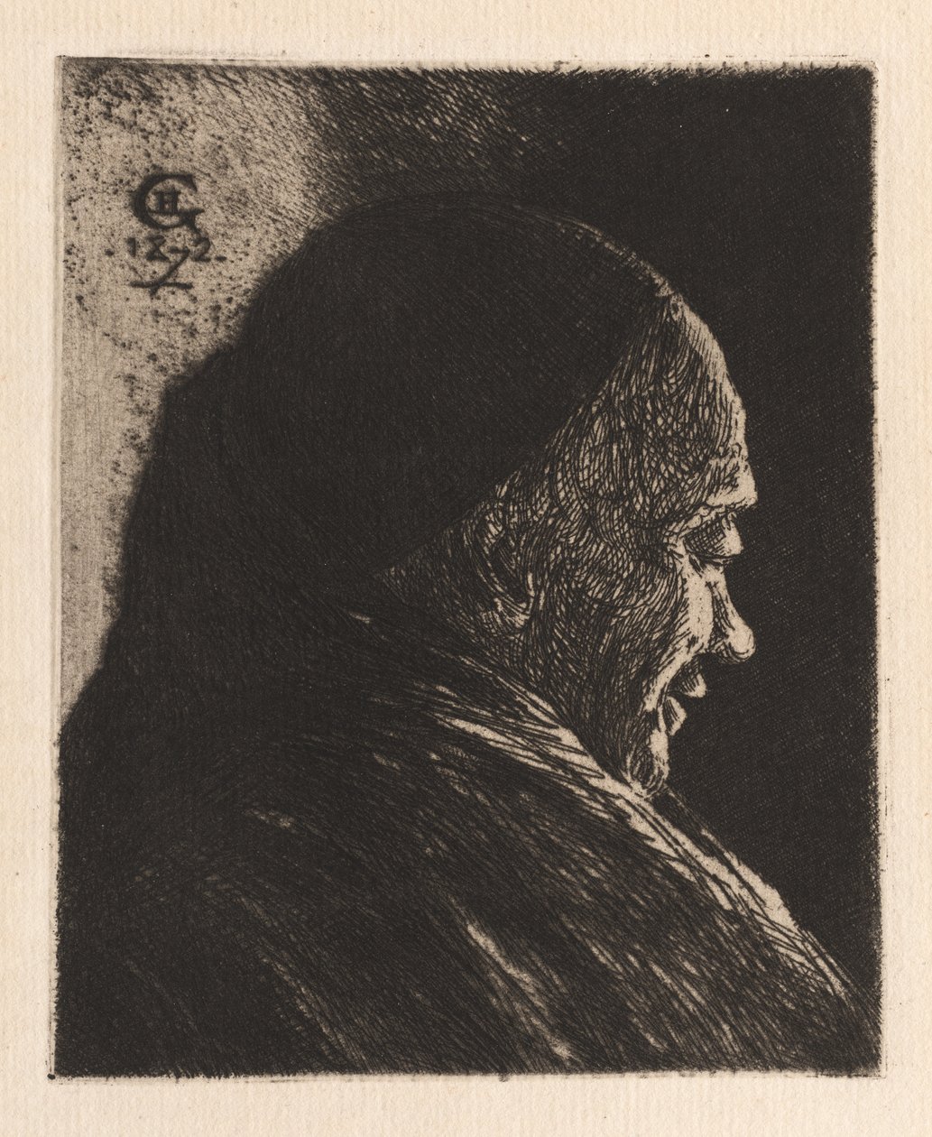 Yaşlı Bir Adamın Başı by Henri Charles Guérard