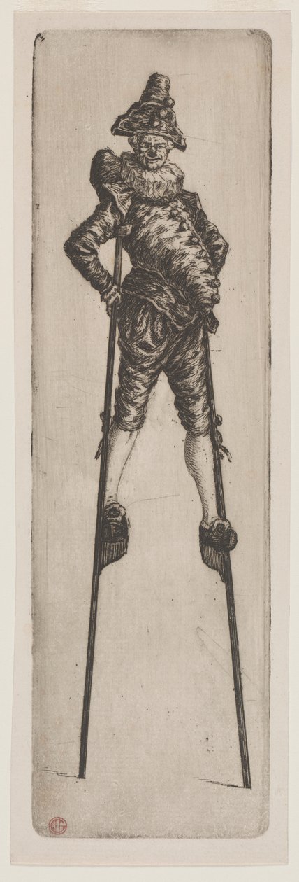 Stilts üzerinde Punchinello by Henri Charles Guérard