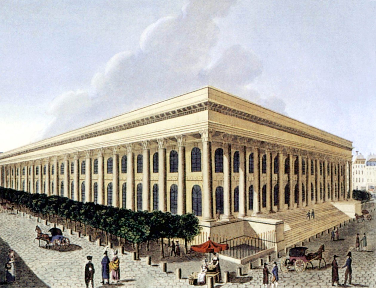 Paris Menkul Kıymetler Borsası, 19. yüzyılın başları (gravür) by Henri Courvoisier-Voisin