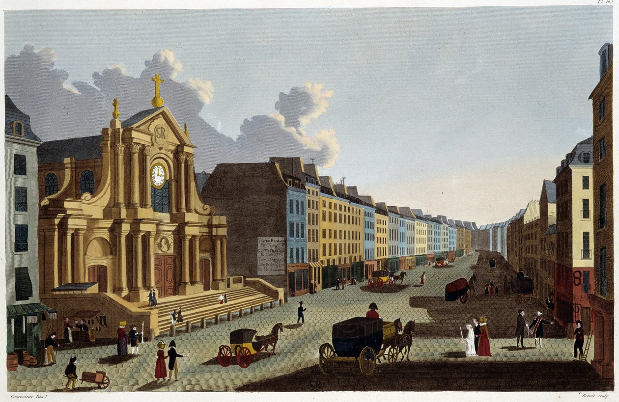 Saint-Roch Kilisesi, 1820 dolaylarında - Courvoisier tarafından “Paris Manzaraları”nda by Henri Courvoisier Voisin