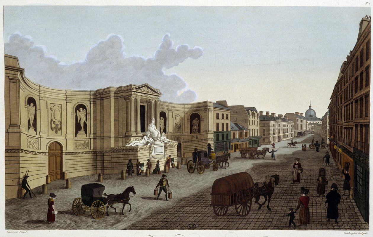 Rue de Grenelle Çeşmesi, 1820 dolaylarında Courvoisier 1827'nin "Paris Manzaraları"nda by Henri Courvoisier Voisin