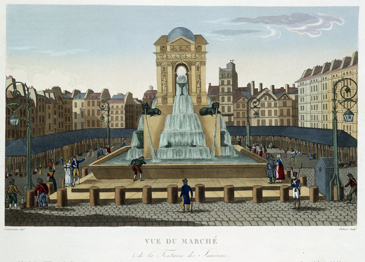La fontaine des Innocents, 1820 dolaylarında - Courvoisier 1827 tarafından “” Paris