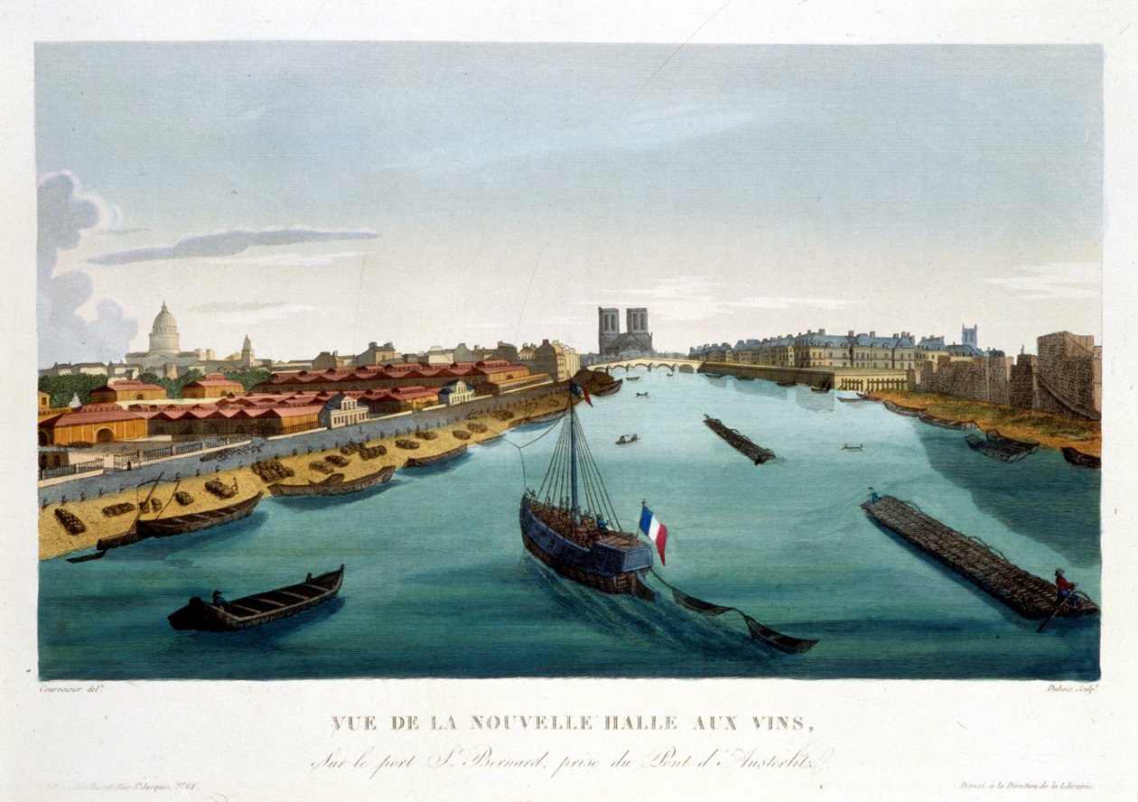 Yeni şarap pazarı (Bercy), 1820 dolaylarında Courvoisier tarafından kaleme alınan “Views of Paris” ”1827