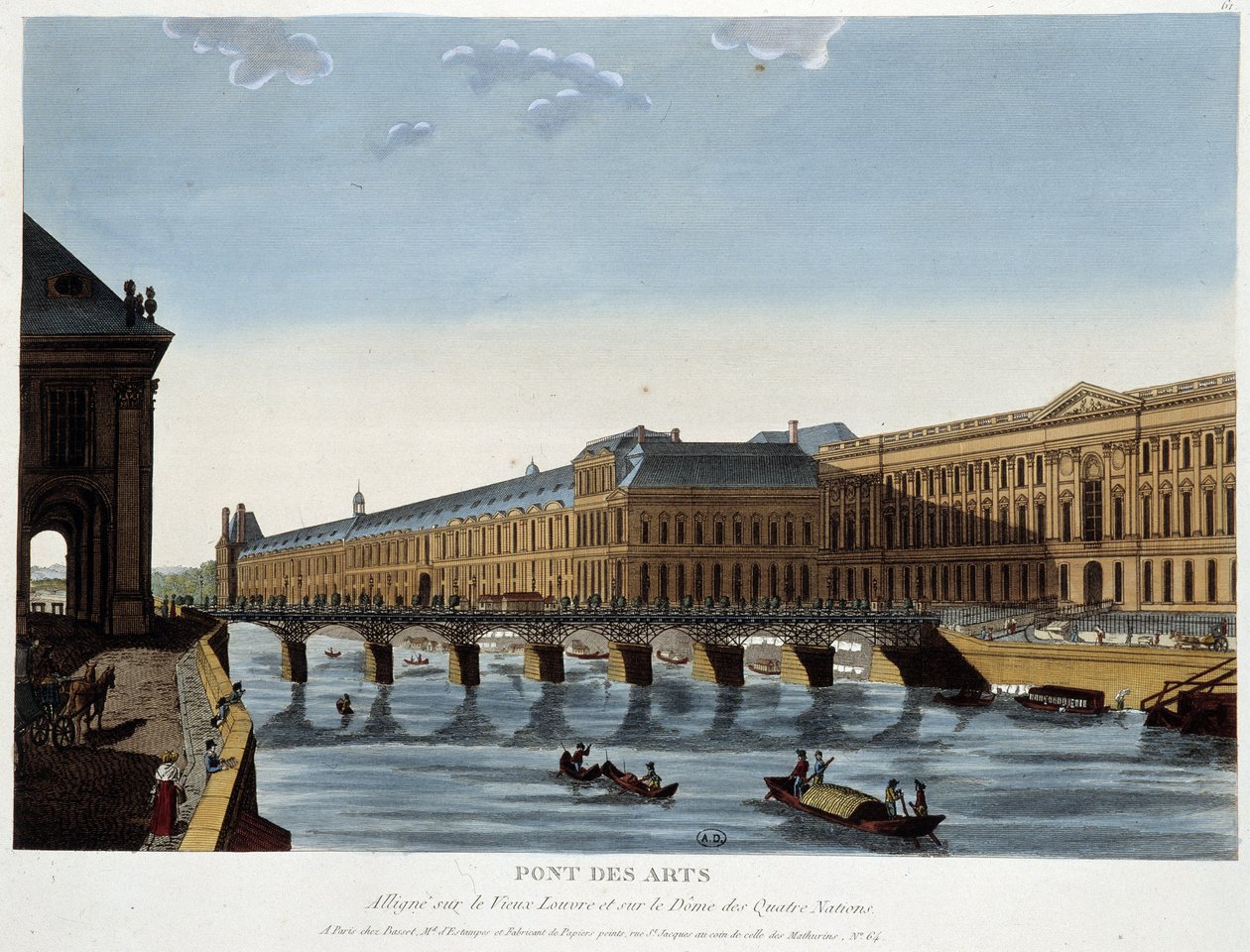 Pont des Arts ve eski Louvre - “Paris by Courvoisier”de” by Henri Courvoisier Voisin