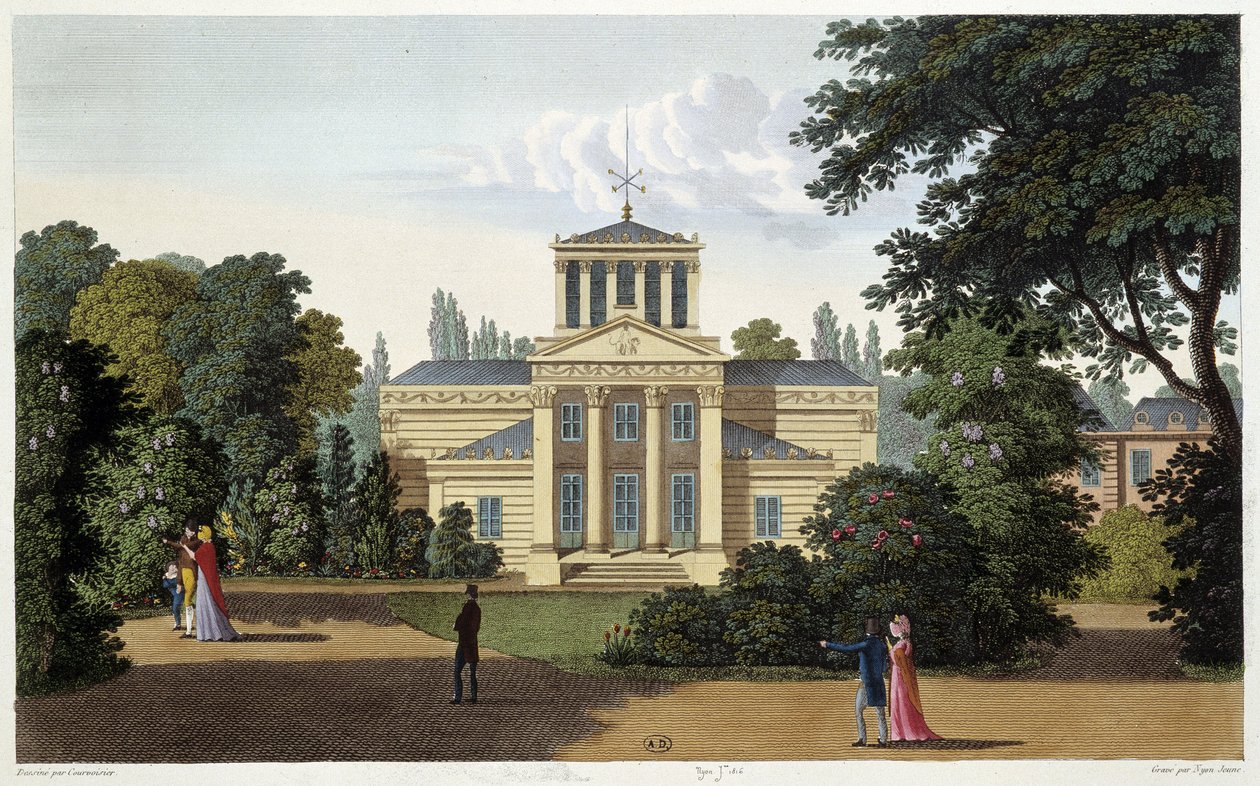 Monceau bahçesinin pavyonu. Courvoisier tarafından gravür by Henri Courvoisier Voisin