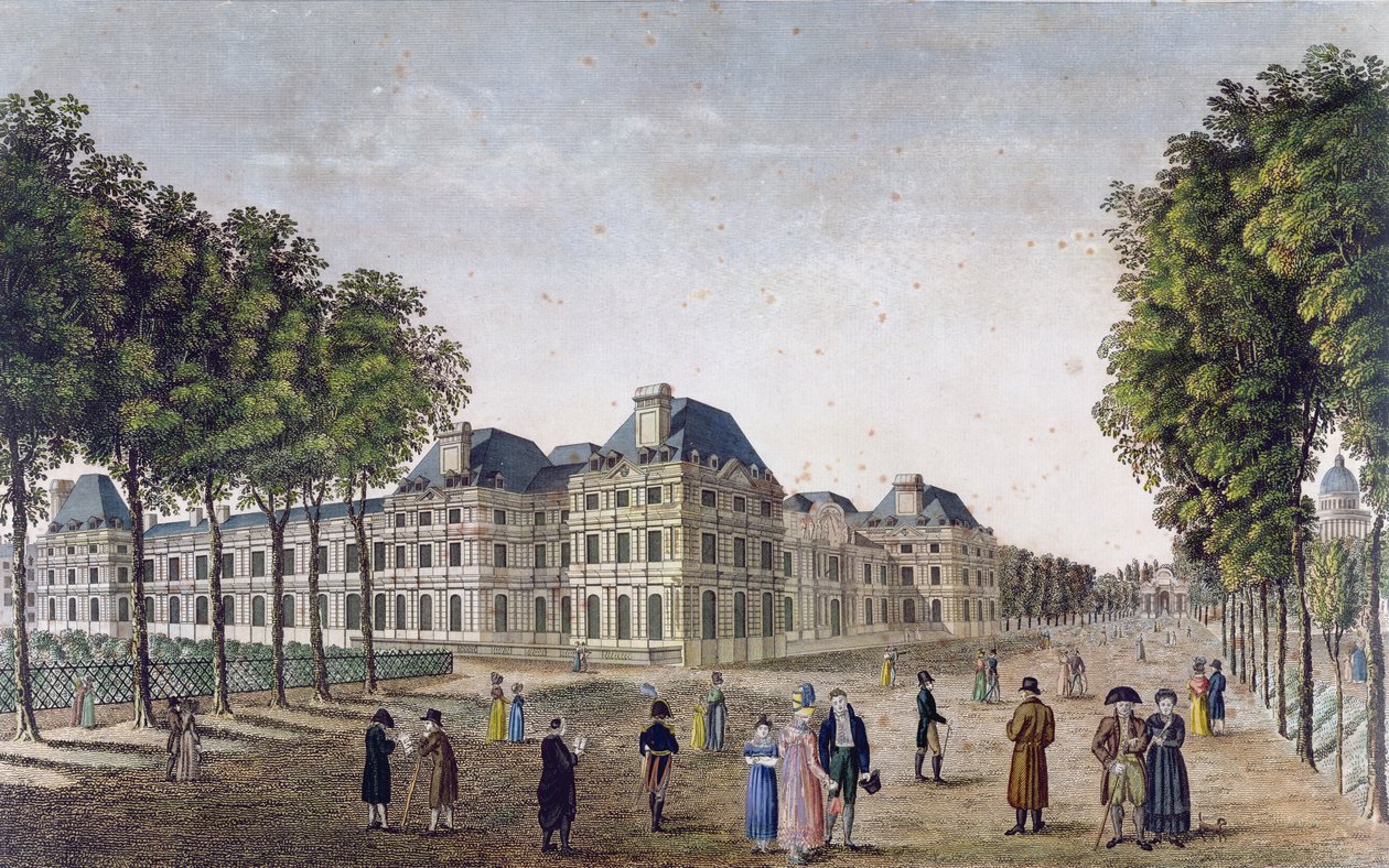 Lüksemburg Sarayı, c.1815-20 (renkli gravür) by Henri Courvoisier Voisin