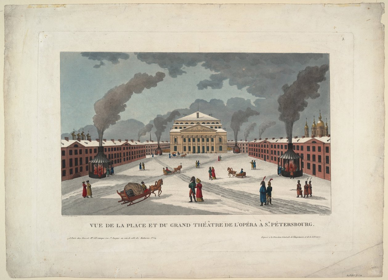 Saint Petersburg İmparatorluk Bolşoy Kamenny Tiyatrosu, c. 1811 by Henri Courvoisier Voisin