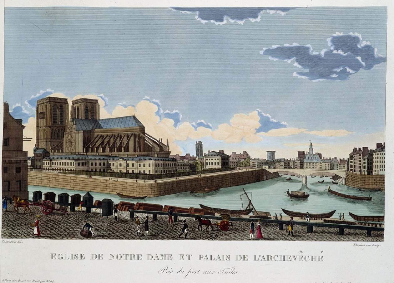 Notre-Dame kilisesi ve Archevéché sarayı - Courvoisier