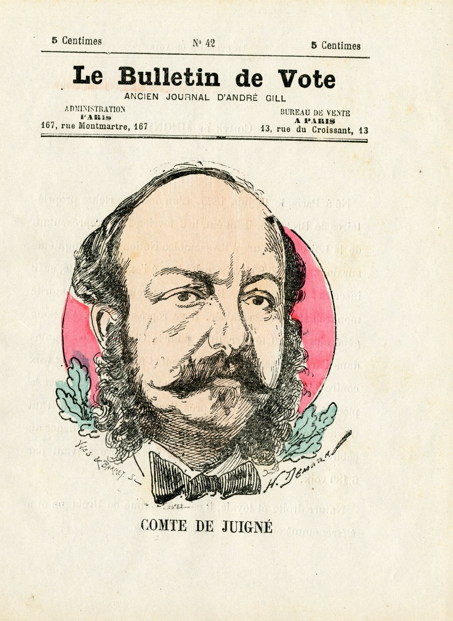 Oy pusulası 2. seri, Renkler ve Satirique: De Juigne Comte - Henri Demare tarafından yapılan illüstrasyon (1846-1888) by Henri Demare