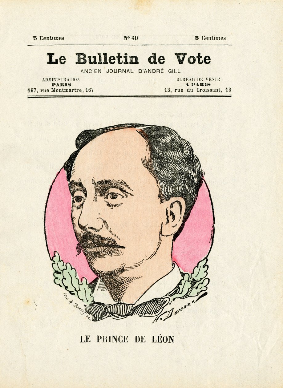 Oy pusulası 2. seri, Renkler ve Satirique: Prince de Leon - Henri Demare tarafından yapılan illüstrasyon (1846-1888) by Henri Demare